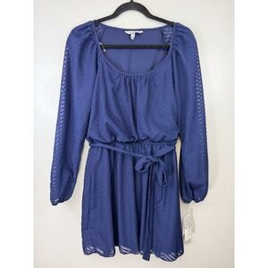NWT Speechless Navy Dress W Elastic Waist & Optional Tie Size L
